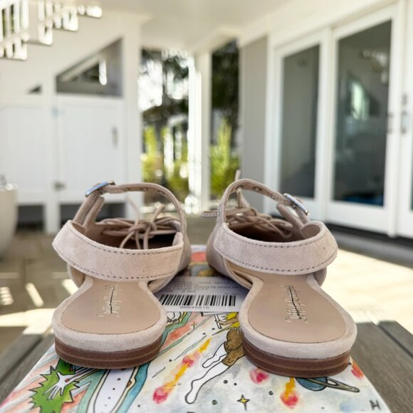 New Jeffrey Campbell Lexii Laced Suede Slingback Flats Beige Cream US 6 - Picture 13 of 17